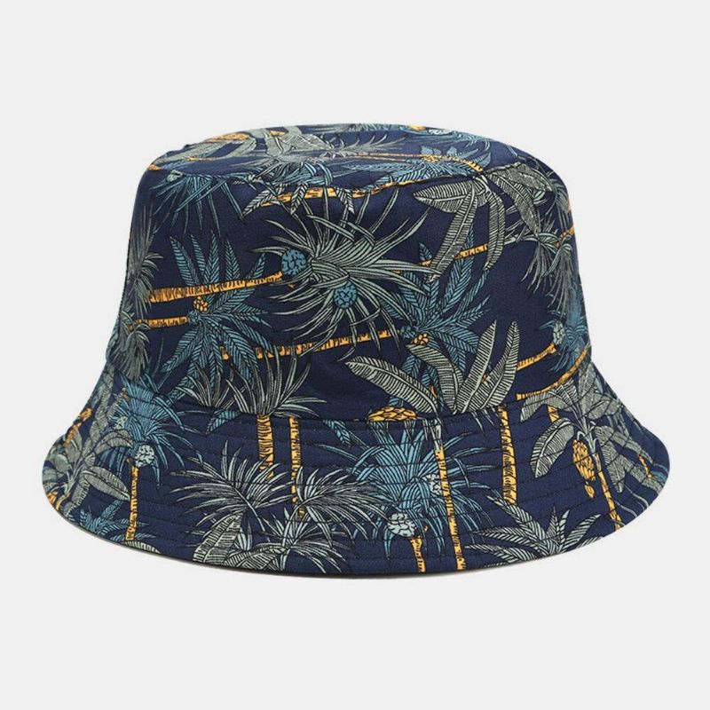 Kvinnor Och Män Bananträd Mönster Dubbelsidig Utomhus Casual Sunshade Bucket Hat