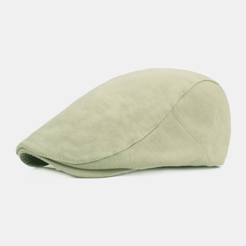 Män Bomull Basker Cap Enfärgad Justerbar Casual Retro Solskydd Fram Cap Flat Hat