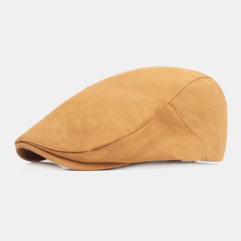 Män Bomull Basker Cap Enfärgad Justerbar Casual Retro Solskydd Fram Cap Flat Hat