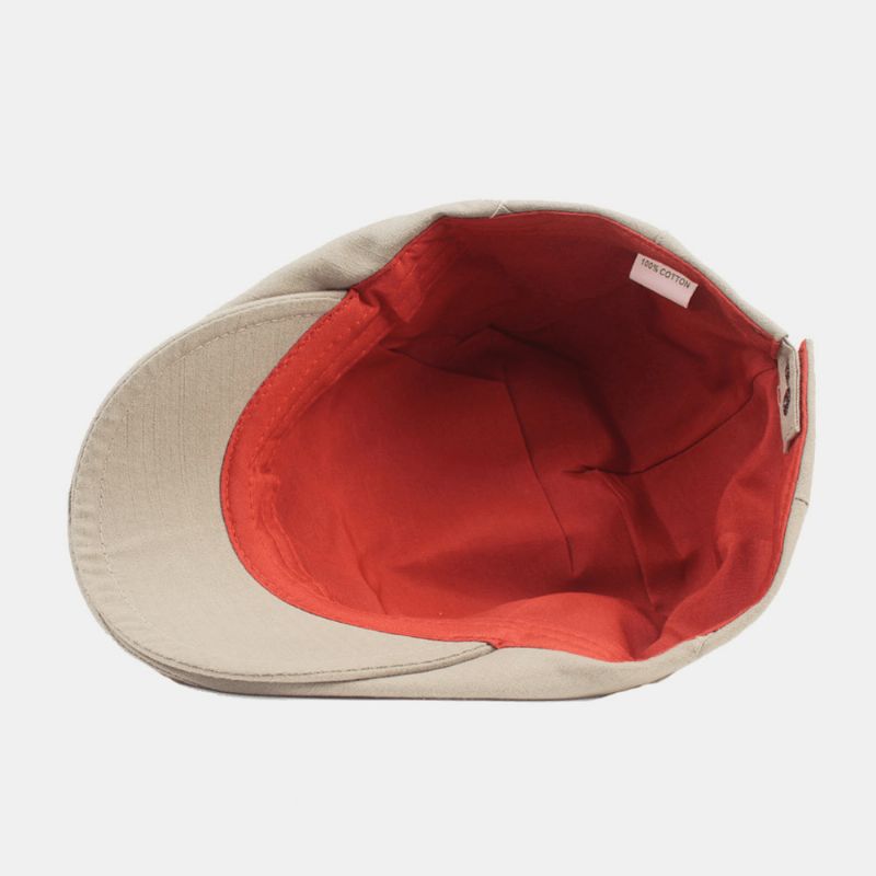 Män Bomull Basker Cap Enfärgad Justerbar Casual Retro Solskydd Fram Cap Flat Hat