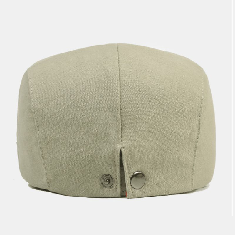 Män Bomull Basker Cap Enfärgad Justerbar Casual Retro Solskydd Fram Cap Flat Hat