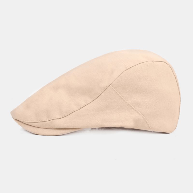 Män Bomull Basker Cap Enfärgad Justerbar Casual Retro Solskydd Fram Cap Flat Hat