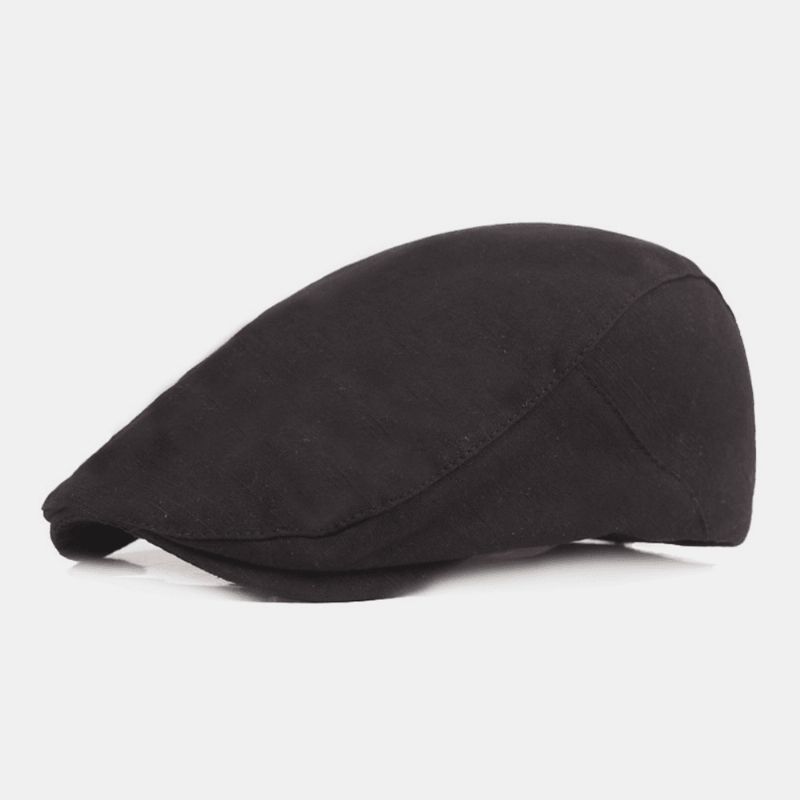 Män Bomull Basker Cap Enfärgad Justerbar Casual Retro Solskydd Fram Cap Flat Hat