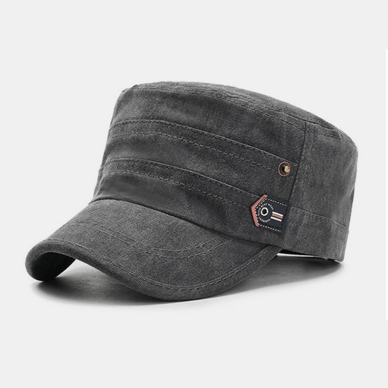 Män Bomull Letter Märkning Utomhus Solskydd Casual Militär Cap Flat Cap Peaked Cap