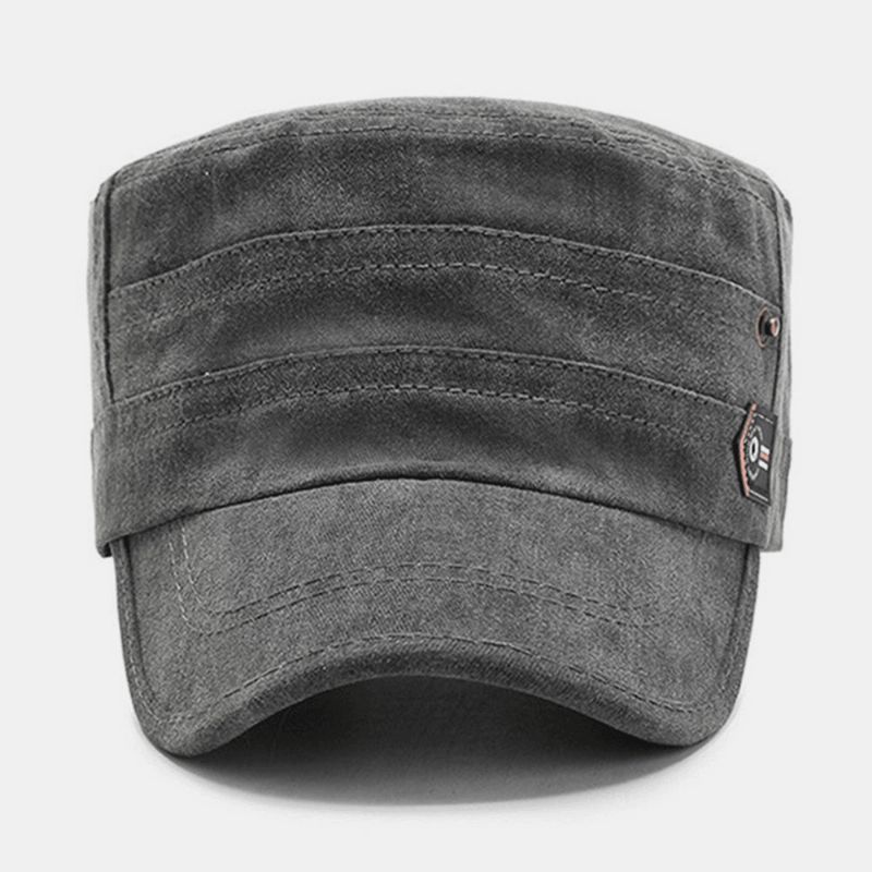 Män Bomull Letter Märkning Utomhus Solskydd Casual Militär Cap Flat Cap Peaked Cap