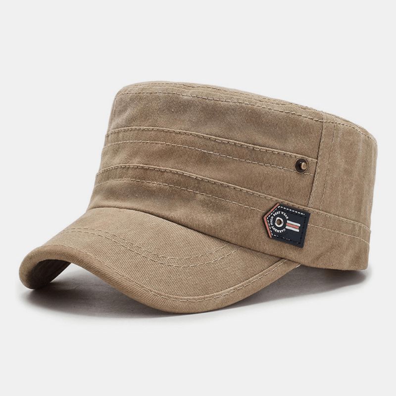 Män Bomull Letter Märkning Utomhus Solskydd Casual Militär Cap Flat Cap Peaked Cap