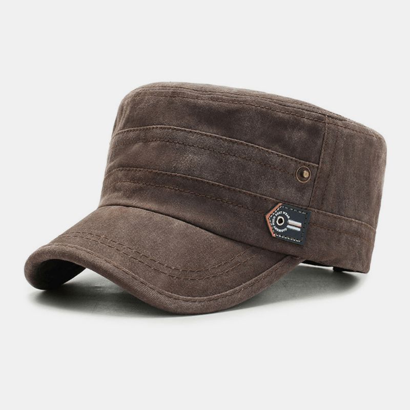 Män Bomull Letter Märkning Utomhus Solskydd Casual Militär Cap Flat Cap Peaked Cap