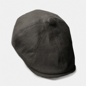 Män Bomull Linne Basker Cap Enfärgad Retro Wild Newsboy Hatt Framåt Cap Octagonal Hat