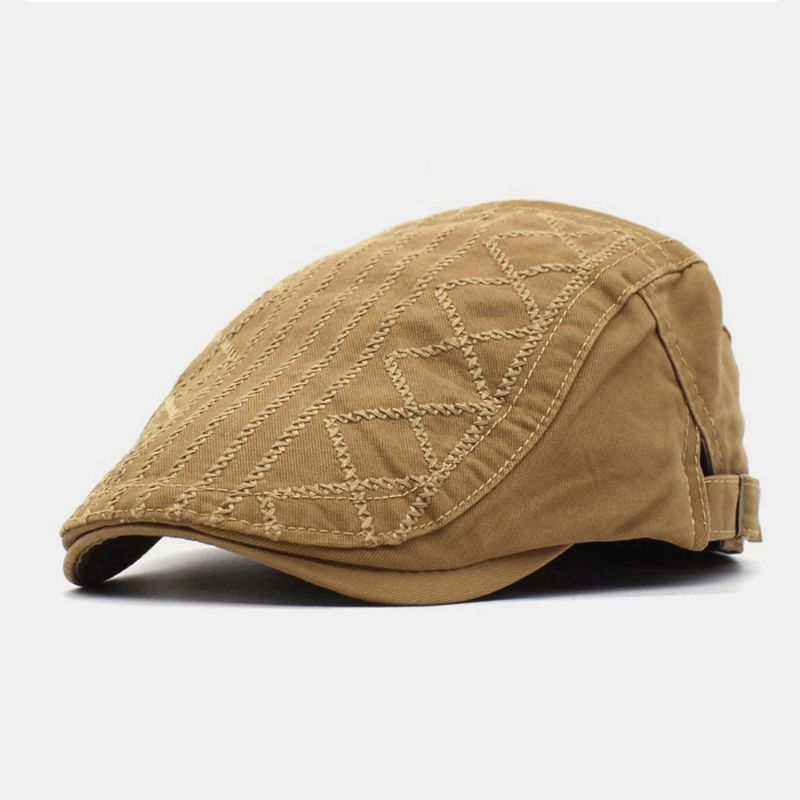 Män Broderi Basker Cap Bomull Justerbar Wild Outdoor Travel Solskyddsmedel Newsboy Cap Flat Hat