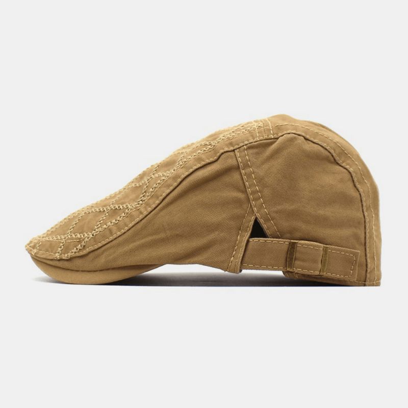 Män Broderi Basker Cap Bomull Justerbar Wild Outdoor Travel Solskyddsmedel Newsboy Cap Flat Hat