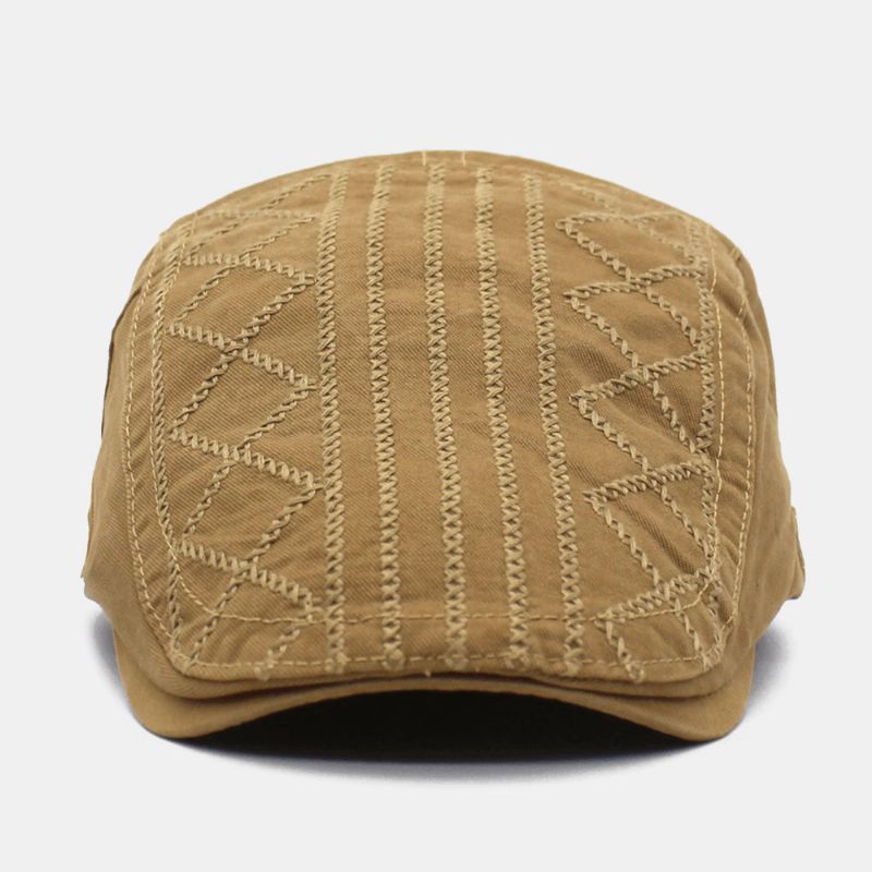 Män Broderi Basker Cap Bomull Justerbar Wild Outdoor Travel Solskyddsmedel Newsboy Cap Flat Hat