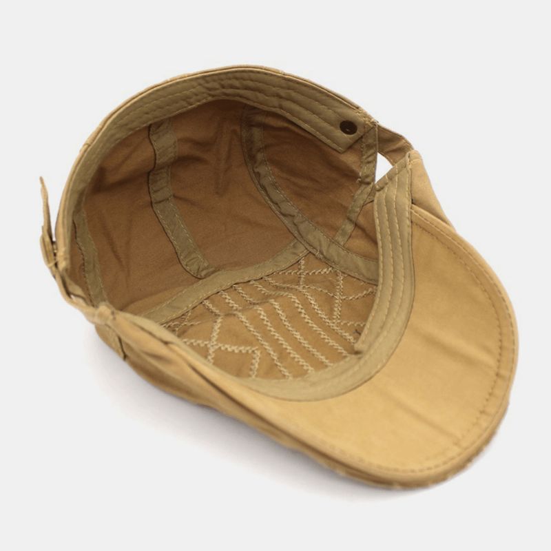 Män Broderi Basker Cap Bomull Justerbar Wild Outdoor Travel Solskyddsmedel Newsboy Cap Flat Hat