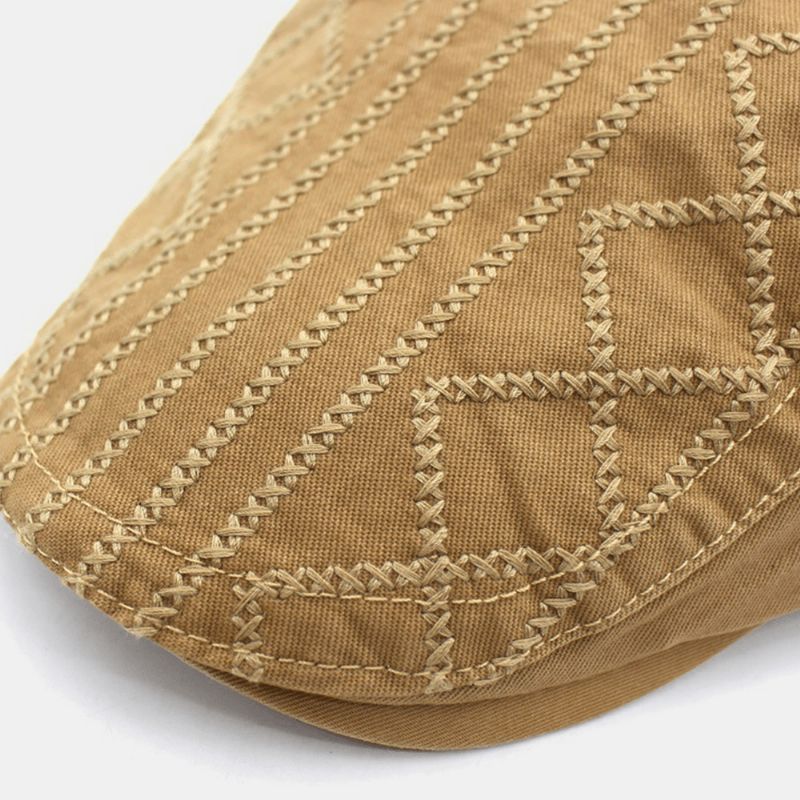 Män Broderi Basker Cap Bomull Justerbar Wild Outdoor Travel Solskyddsmedel Newsboy Cap Flat Hat