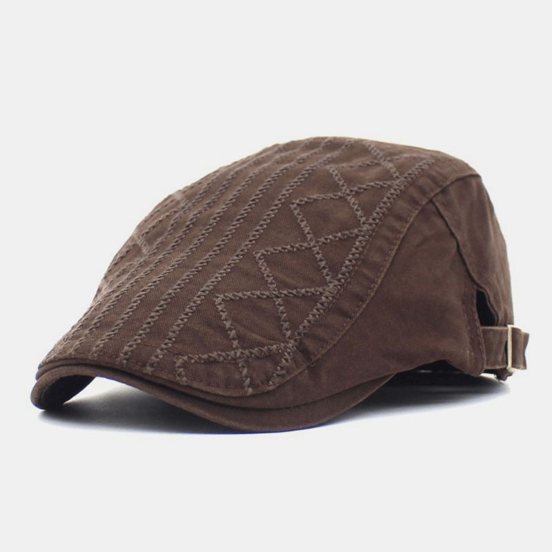 Män Broderi Basker Cap Bomull Justerbar Wild Outdoor Travel Solskyddsmedel Newsboy Cap Flat Hat