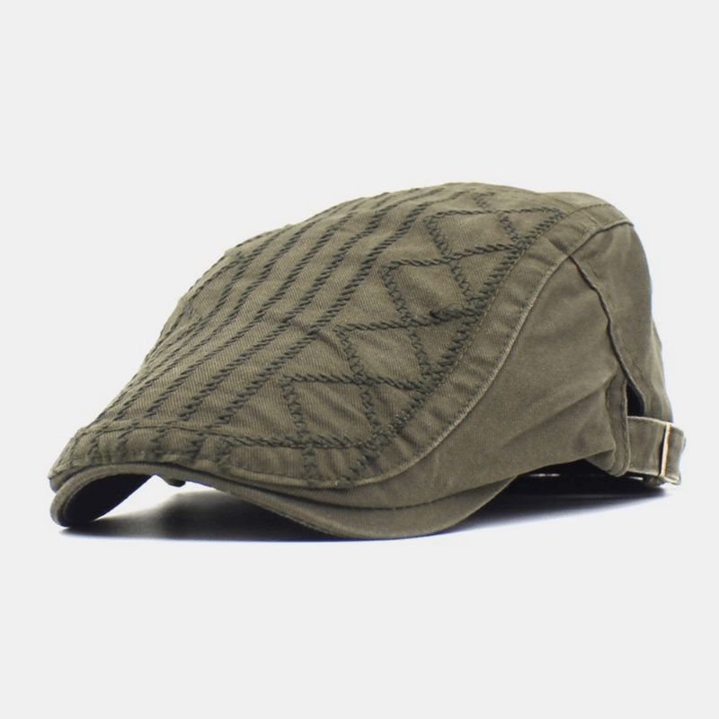 Män Broderi Basker Cap Bomull Justerbar Wild Outdoor Travel Solskyddsmedel Newsboy Cap Flat Hat