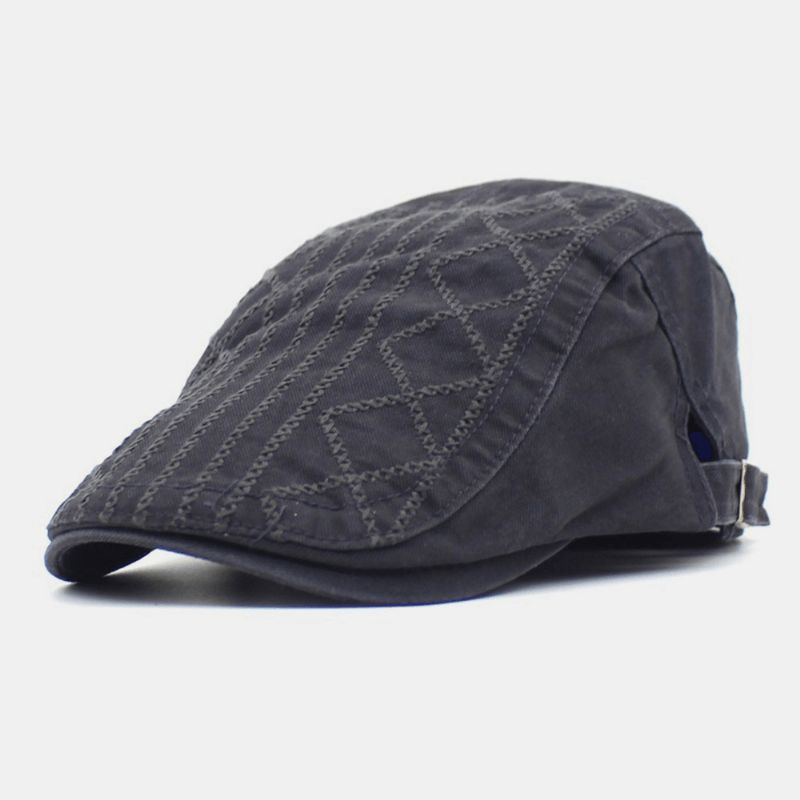 Män Broderi Basker Cap Bomull Justerbar Wild Outdoor Travel Solskyddsmedel Newsboy Cap Flat Hat