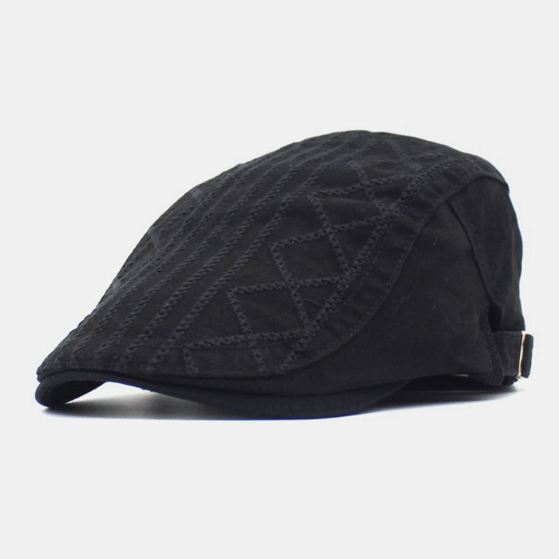 Män Broderi Basker Cap Bomull Justerbar Wild Outdoor Travel Solskyddsmedel Newsboy Cap Flat Hat