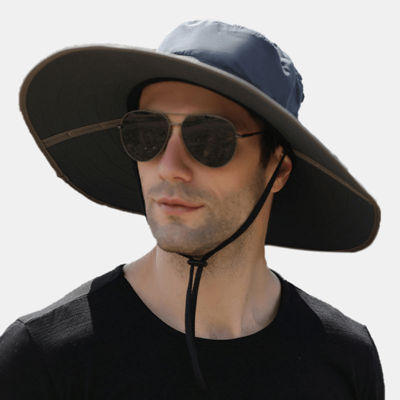 Män Solid Hopfällbar Solskyddshatt Väska Brätte Vindtätt Rep Sommar Utomhus Bergsbestigning Suncreen Bucket Hat