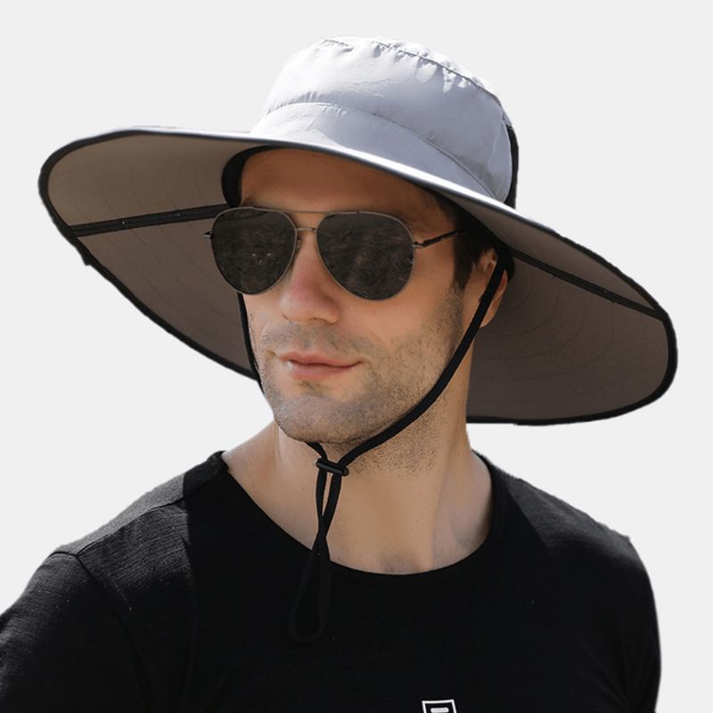 Män Solid Hopfällbar Solskyddshatt Väska Brätte Vindtätt Rep Sommar Utomhus Bergsbestigning Suncreen Bucket Hat