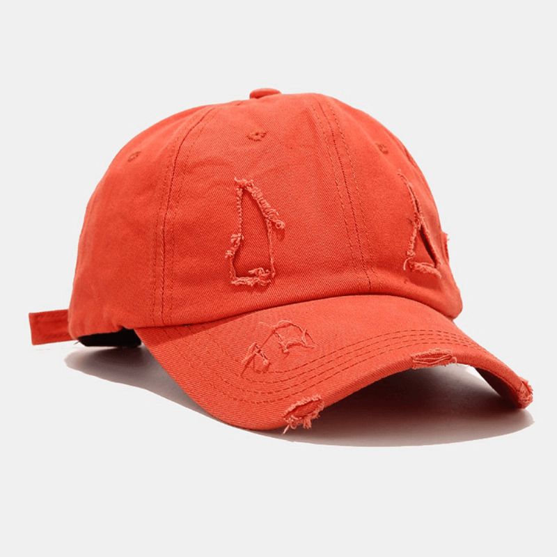 Unisex Bomull Trasiga Hål Mode Utomhus Solskydd Baseball Hatt