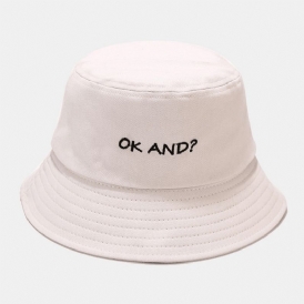 Unisex Brevmönster Broderi Solhatt Bomull Enfärgad Enkel Bucket Hat