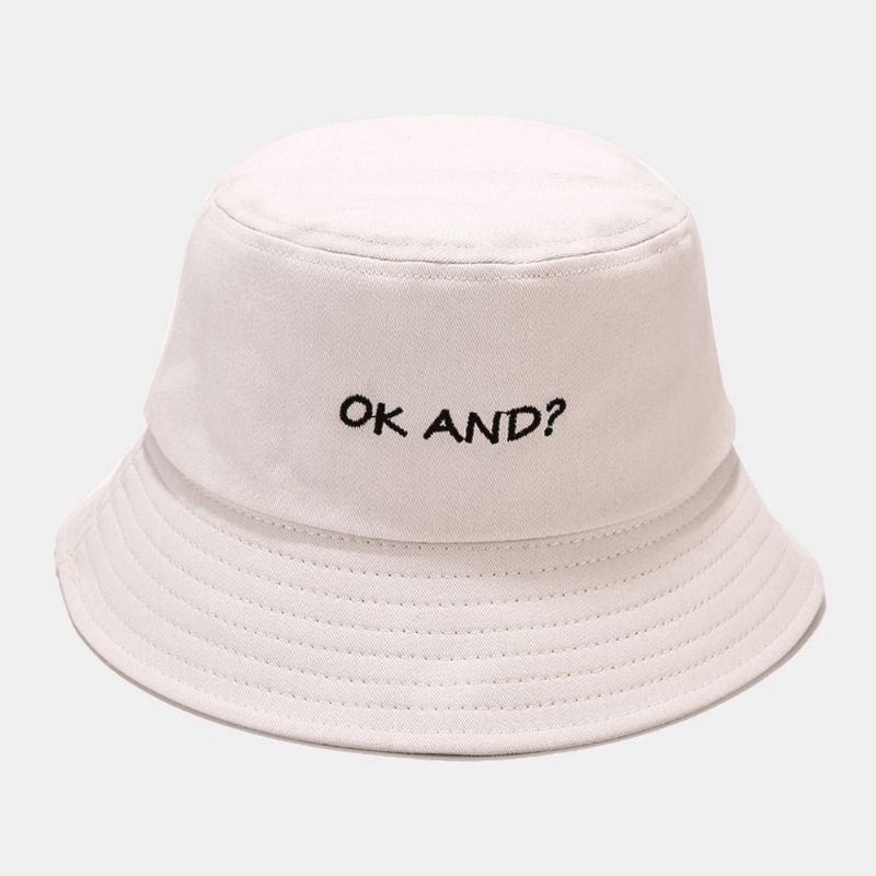 Unisex Brevmönster Broderi Solhatt Bomull Enfärgad Enkel Bucket Hat