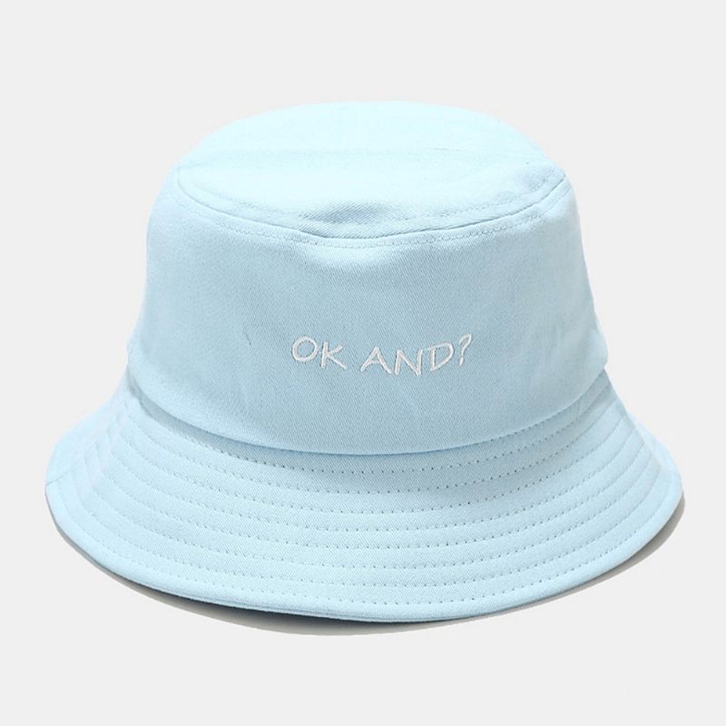 Unisex Brevmönster Broderi Solhatt Bomull Enfärgad Enkel Bucket Hat