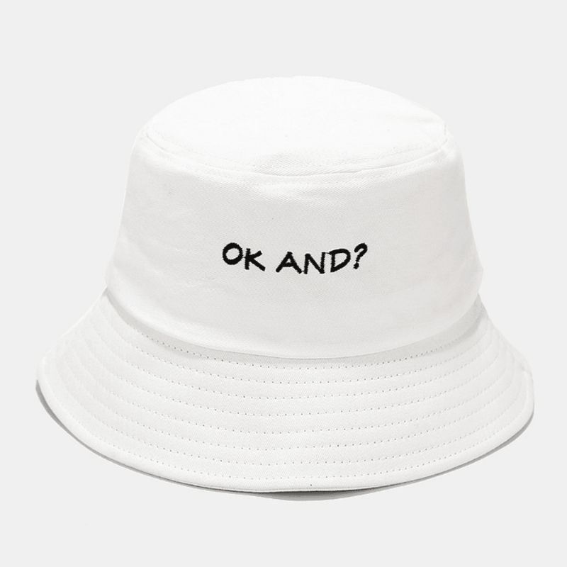 Unisex Brevmönster Broderi Solhatt Bomull Enfärgad Enkel Bucket Hat