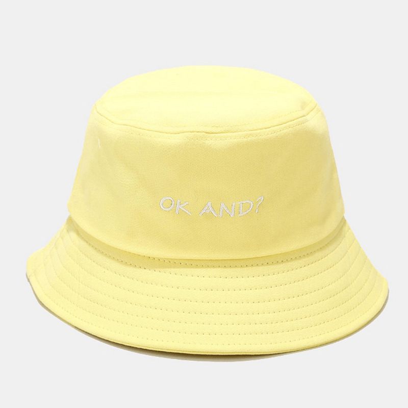 Unisex Brevmönster Broderi Solhatt Bomull Enfärgad Enkel Bucket Hat