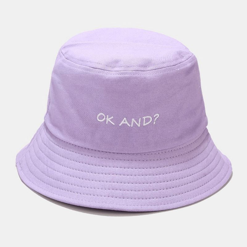 Unisex Brevmönster Broderi Solhatt Bomull Enfärgad Enkel Bucket Hat