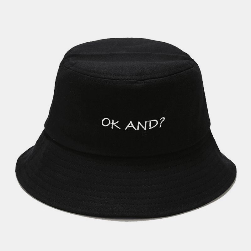 Unisex Brevmönster Broderi Solhatt Bomull Enfärgad Enkel Bucket Hat