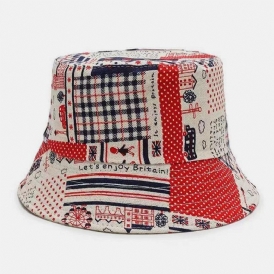 Unisex Canvas Färgade Tecknade Geometrimönster Casual Sunshade Bucket Hat