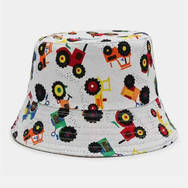 Unisex Canvas Färgade Tecknade Serier Geometri Blommönster Casual Sunshade Bucket Hat