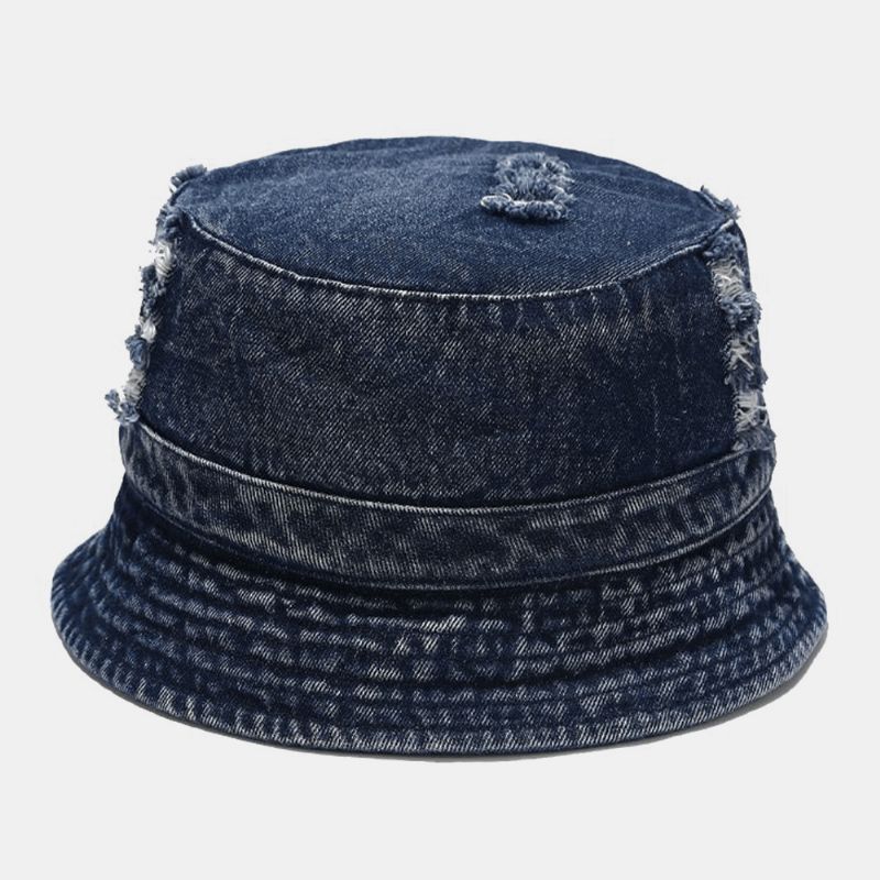 Unisex Denim Brutna Hål Gjorda-Gammaldags Utomhus Solskyddshatt