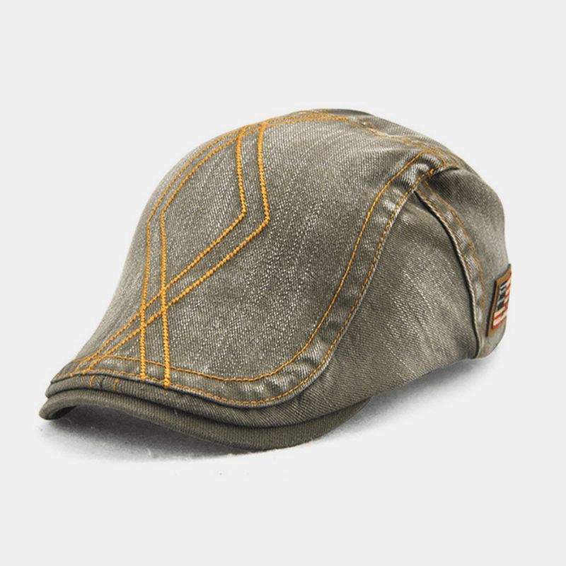 Unisex Dubbelbroderitråd Diamond Grid Ivy Keps Justerbar Casual Twill Keps Basker Keps Platt Hatt