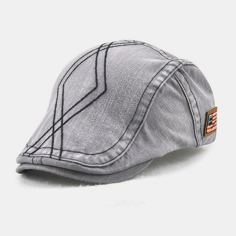 Unisex Dubbelbroderitråd Diamond Grid Ivy Keps Justerbar Casual Twill Keps Basker Keps Platt Hatt