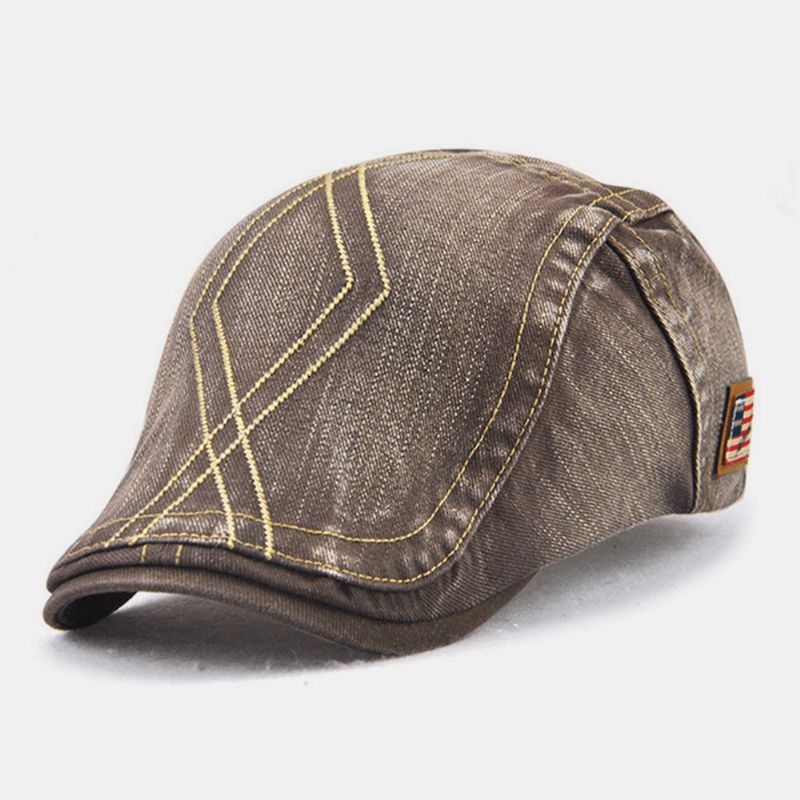 Unisex Dubbelbroderitråd Diamond Grid Ivy Keps Justerbar Casual Twill Keps Basker Keps Platt Hatt