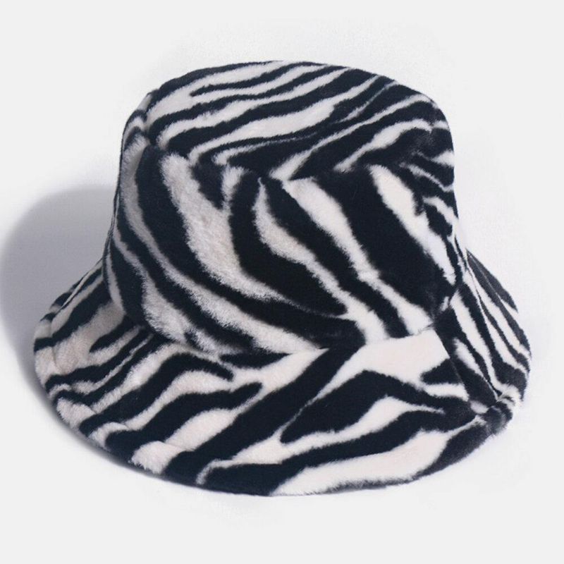 Unisex Filtzebramönster Plus Tjock Och Sammet Varm Vindtät Mjuk Bucket Hat