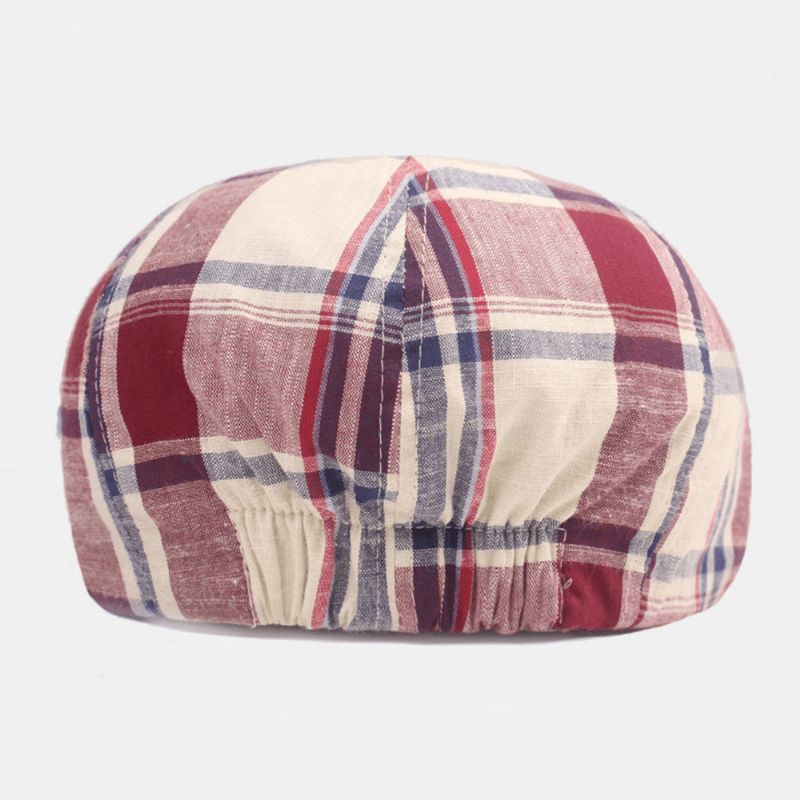 Unisex Keps I Bomullsbasker Rutigt Mönster Casual Retro Solskydd Newsboy Hatt Framåt Keps Åttakantig Hatt