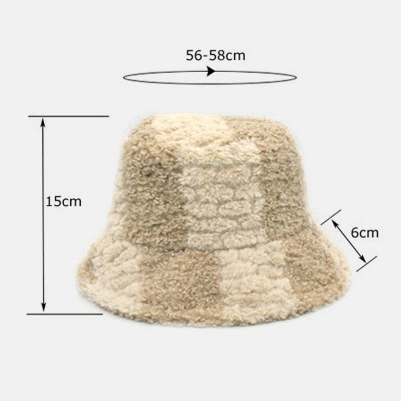 Unisex Lammhår Kontrastfärg Casual Varm Par Hat Bucket Hat