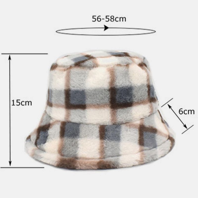 Unisex Lammhår Kontrastfärg Varm Casual Par Hat Bucket Hat