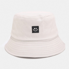 Unisex Leendemönster Patch Solhatt Med Bred Brätte All-Match Utomhus Casual Sunshade Bucket Hat