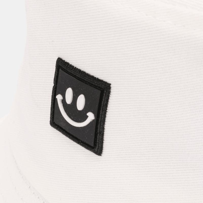 Unisex Leendemönster Patch Solhatt Med Bred Brätte All-Match Utomhus Casual Sunshade Bucket Hat