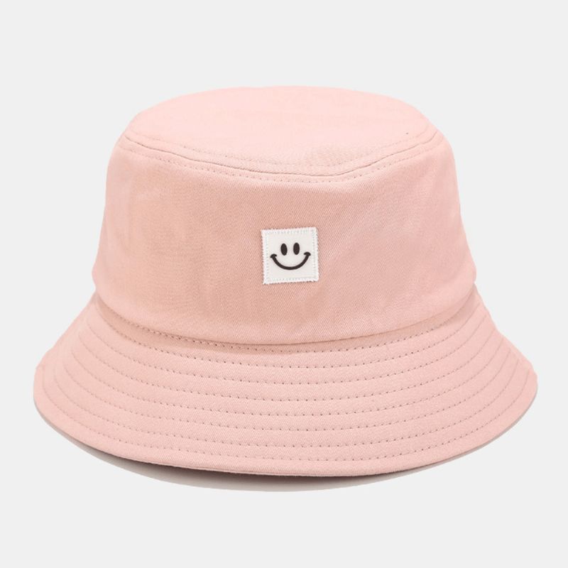 Unisex Leendemönster Patch Solhatt Med Bred Brätte All-Match Utomhus Casual Sunshade Bucket Hat