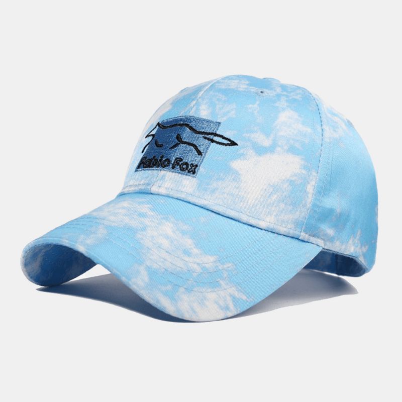 Unisex Tie-Dye Ivy Keps Little Fox Broderimönster Utomhus Solskydd Avslappnad Justerbar Keps Baseball Hattar