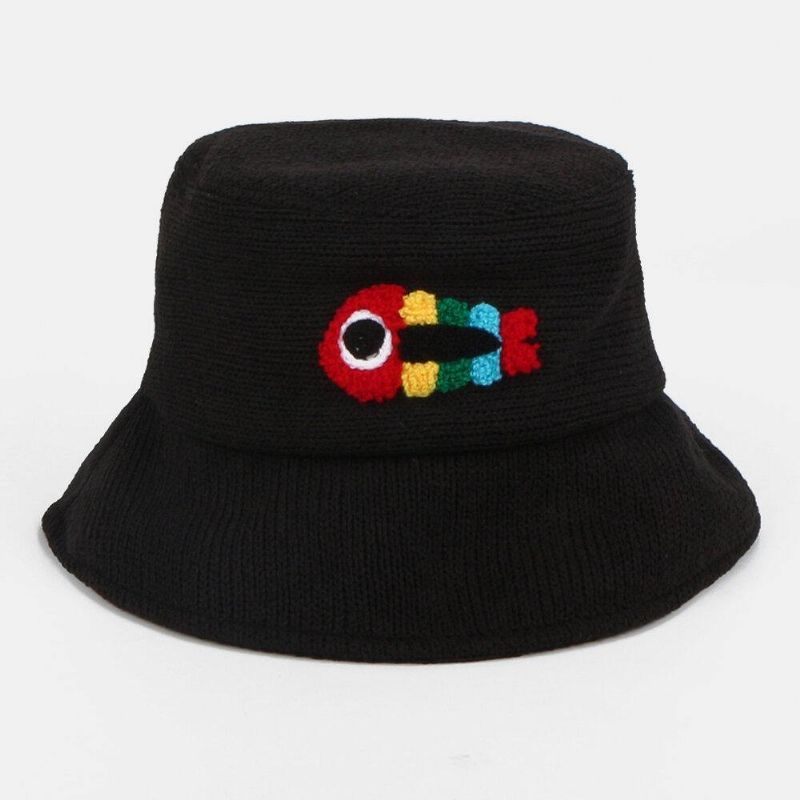 Unisex Yllebroderi Fiskben Söt Casual Par Hat Bucket Hat