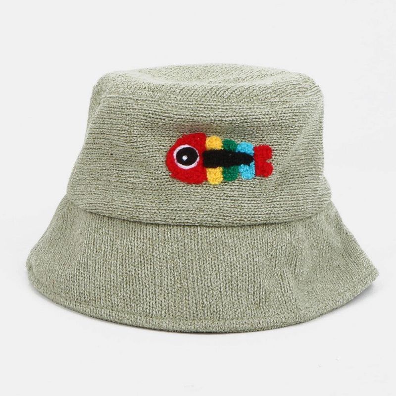 Unisex Yllebroderi Fiskben Söt Casual Par Hat Bucket Hat