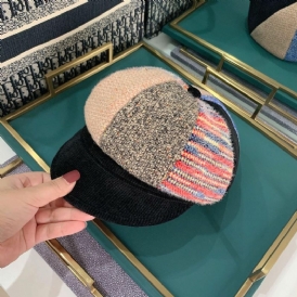 Unsiex Corduroy Patchwork Färg Varm All-Match Casual Newsboy Hatt Åttakantig Hatt Baskerhatt