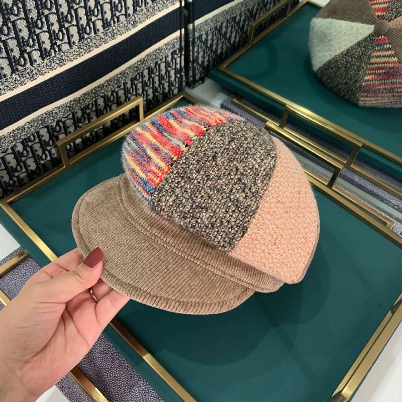 Unsiex Corduroy Patchwork Färg Varm All-Match Casual Newsboy Hatt Åttakantig Hatt Baskerhatt