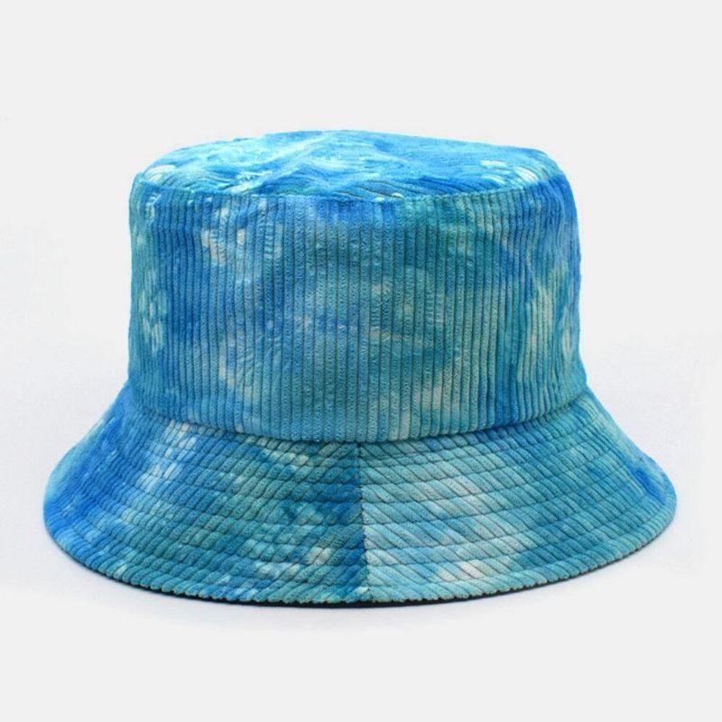 Unsiex Dubbelsidig Tie-Dye Manchester Och Bomull Varm Mjuk Utomhus Casual All-Match Bucket Hat